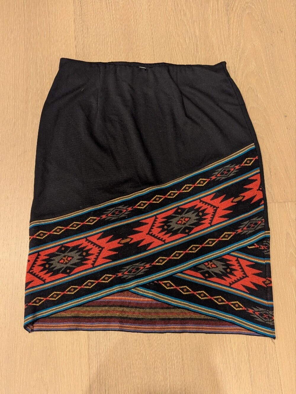 Black Skirt with Red Aztec Stripe Panel